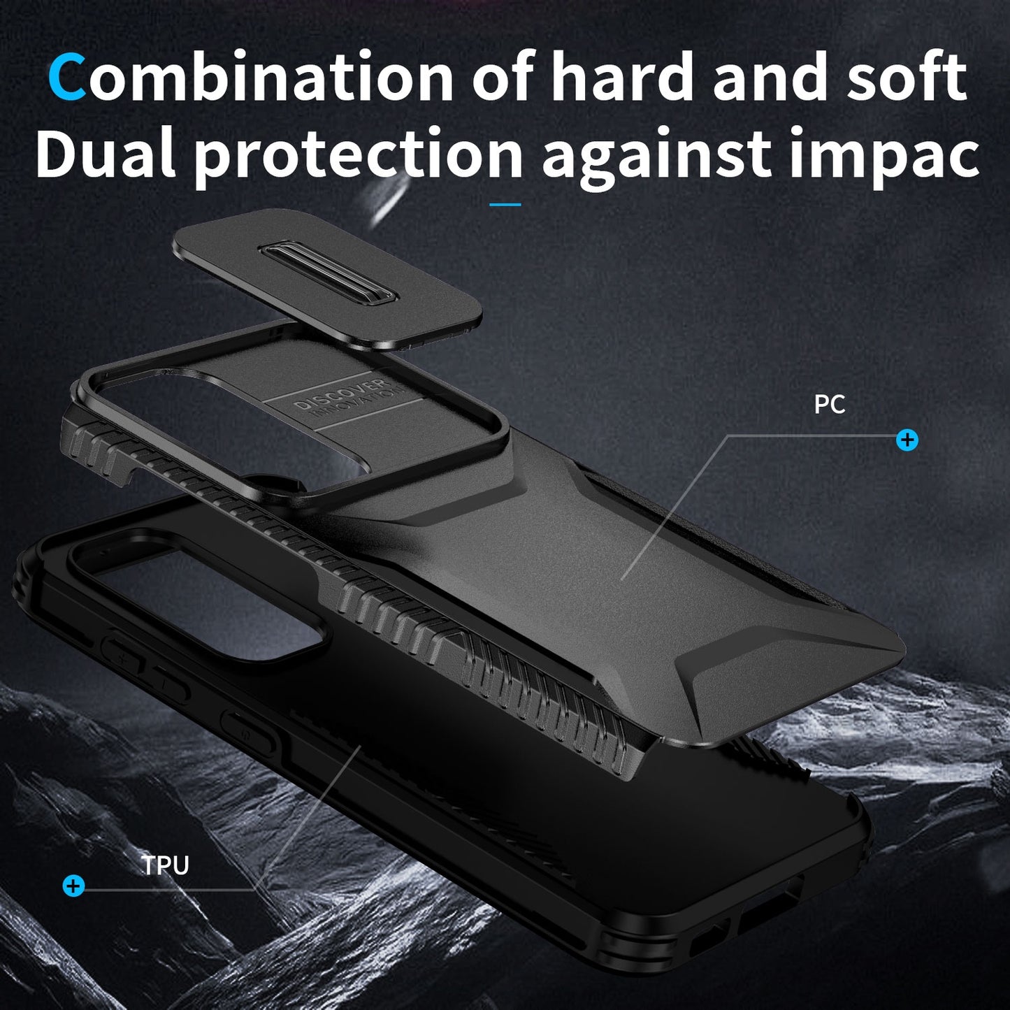 Samsung Galaxy S23 FE 5G Phone Case with Sliding Camshield | Military-Grade TPU & PC Protective Anti-Scratch Anti-Skid Cover, Durable Shockproof Design