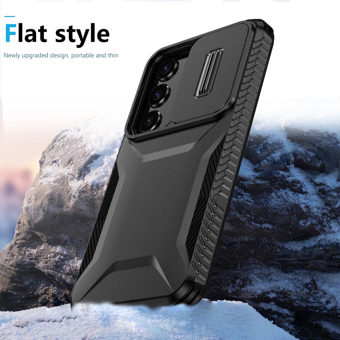 Samsung Galaxy S23 FE 5G Phone Case with Sliding Camshield | Military-Grade TPU & PC Protective Anti-Scratch Anti-Skid Cover, Durable Shockproof Design