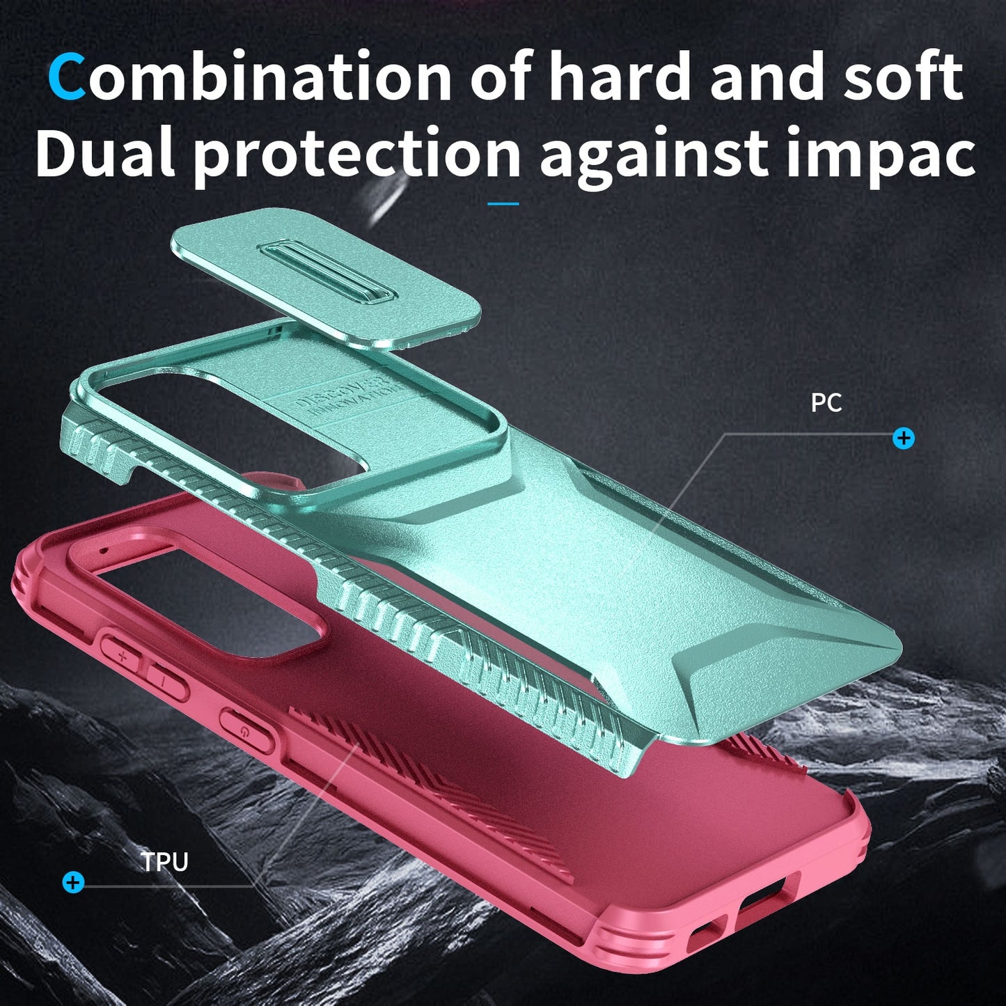 Samsung Galaxy S23 FE 5G Phone Case with Sliding Camshield | Military-Grade TPU & PC Protective Anti-Scratch Anti-Skid Cover, Durable Shockproof Design