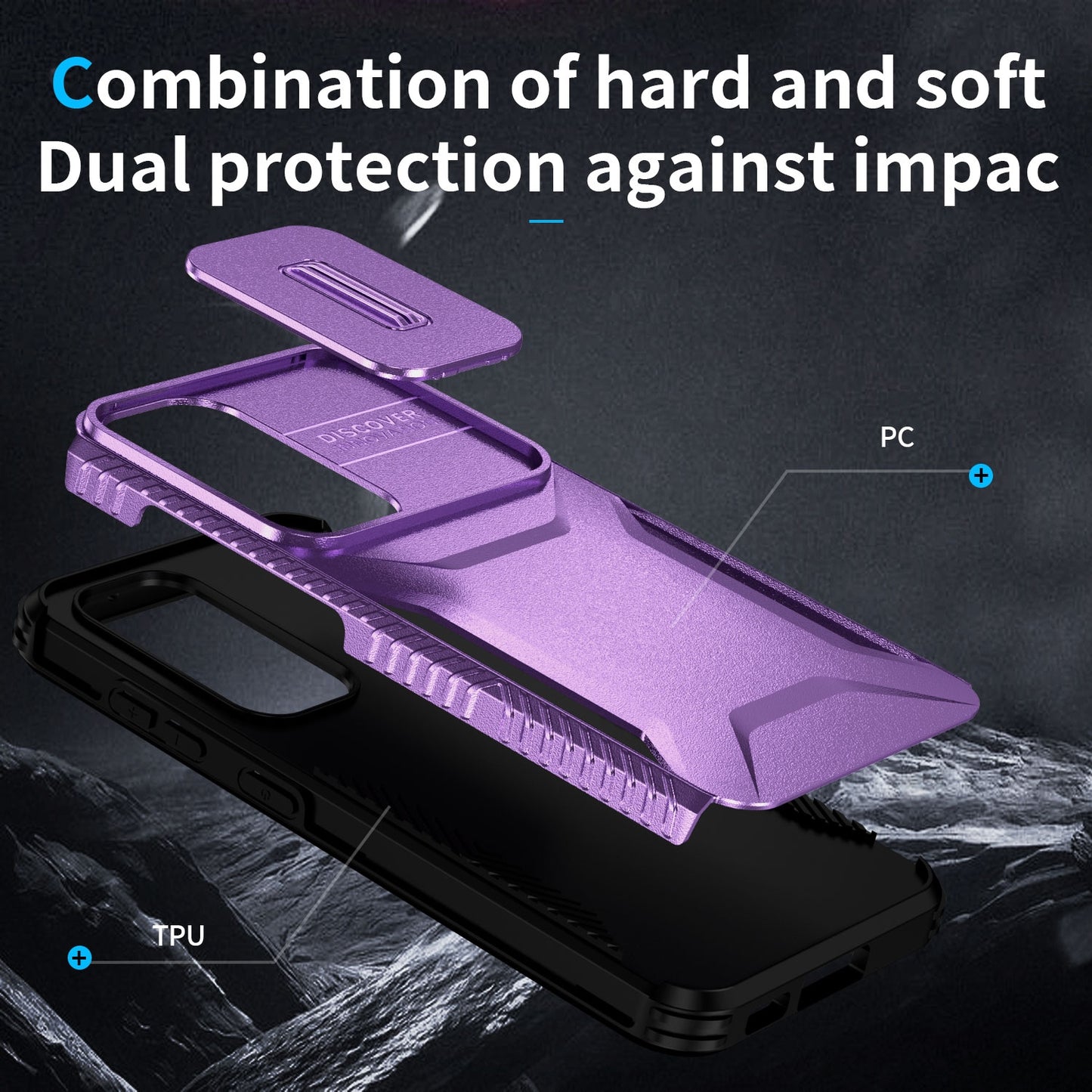 Samsung Galaxy S23 FE 5G Phone Case with Sliding Camshield | Military-Grade TPU & PC Protective Anti-Scratch Anti-Skid Cover, Durable Shockproof Design