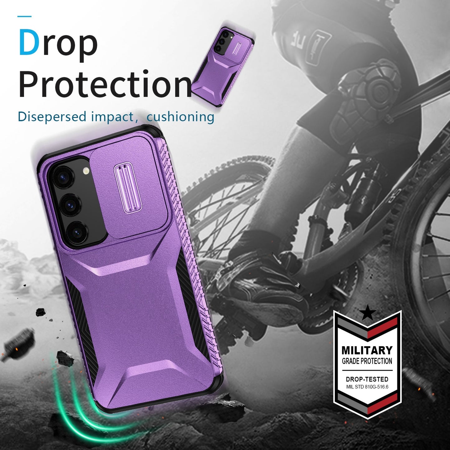 Samsung Galaxy S23 FE 5G Phone Case with Sliding Camshield | Military-Grade TPU & PC Protective Anti-Scratch Anti-Skid Cover, Durable Shockproof Design