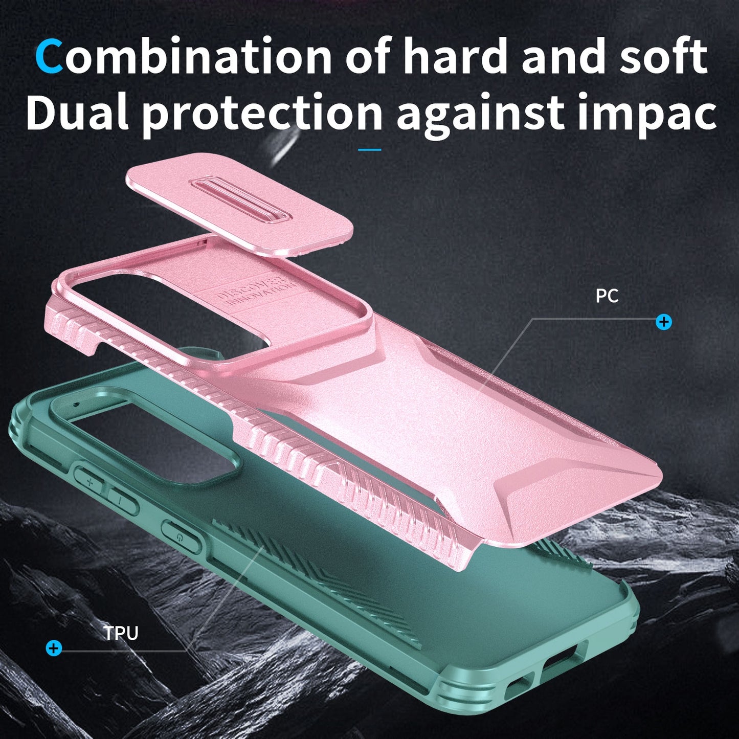 Samsung Galaxy S23+ 5G Phone Case with Sliding Camshield | Military-Grade TPU & PC Protective Anti-Scratch Anti-Skid Cover, Durable Shockproof Design