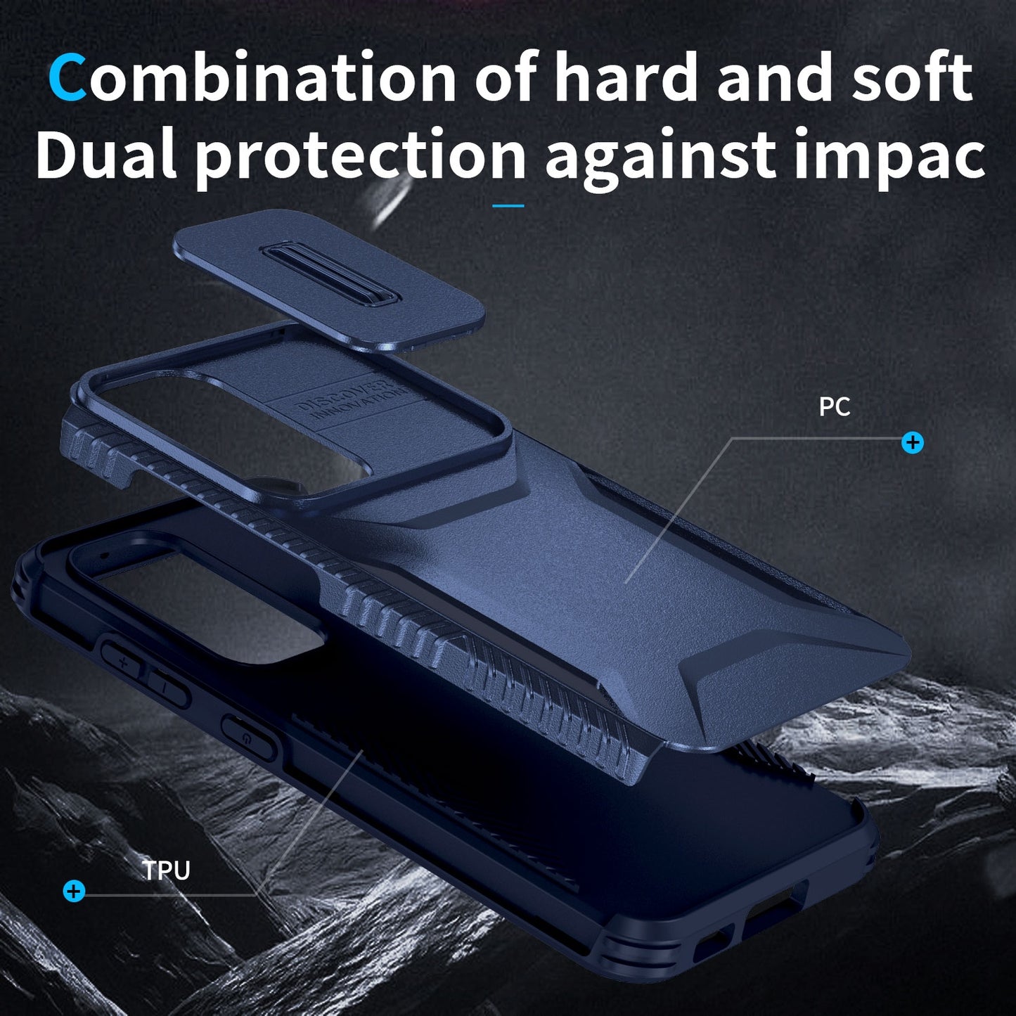 Samsung Galaxy S23+ 5G Phone Case with Sliding Camshield | Military-Grade TPU & PC Protective Anti-Scratch Anti-Skid Cover, Durable Shockproof Design