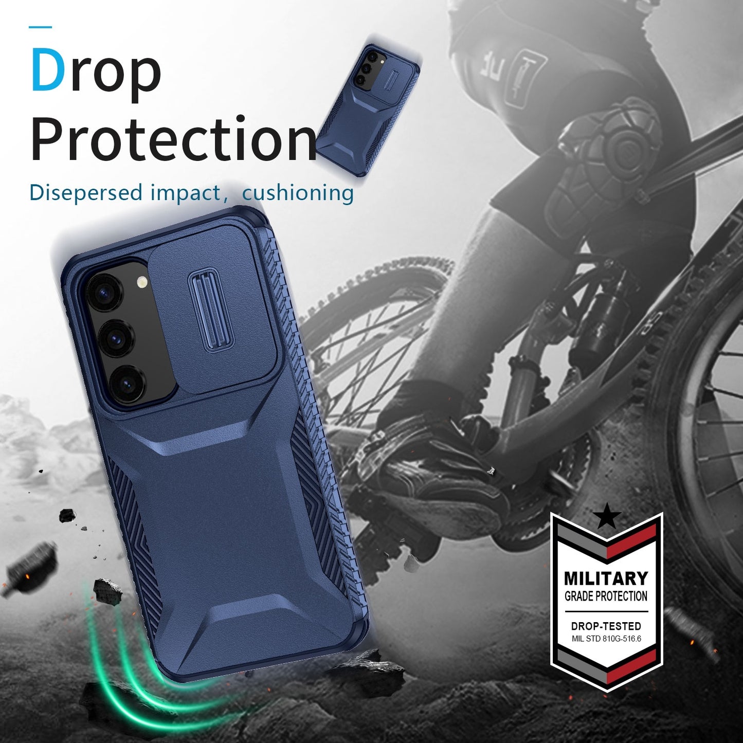 Samsung Galaxy S23+ 5G Phone Case with Sliding Camshield | Military-Grade TPU & PC Protective Anti-Scratch Anti-Skid Cover, Durable Shockproof Design