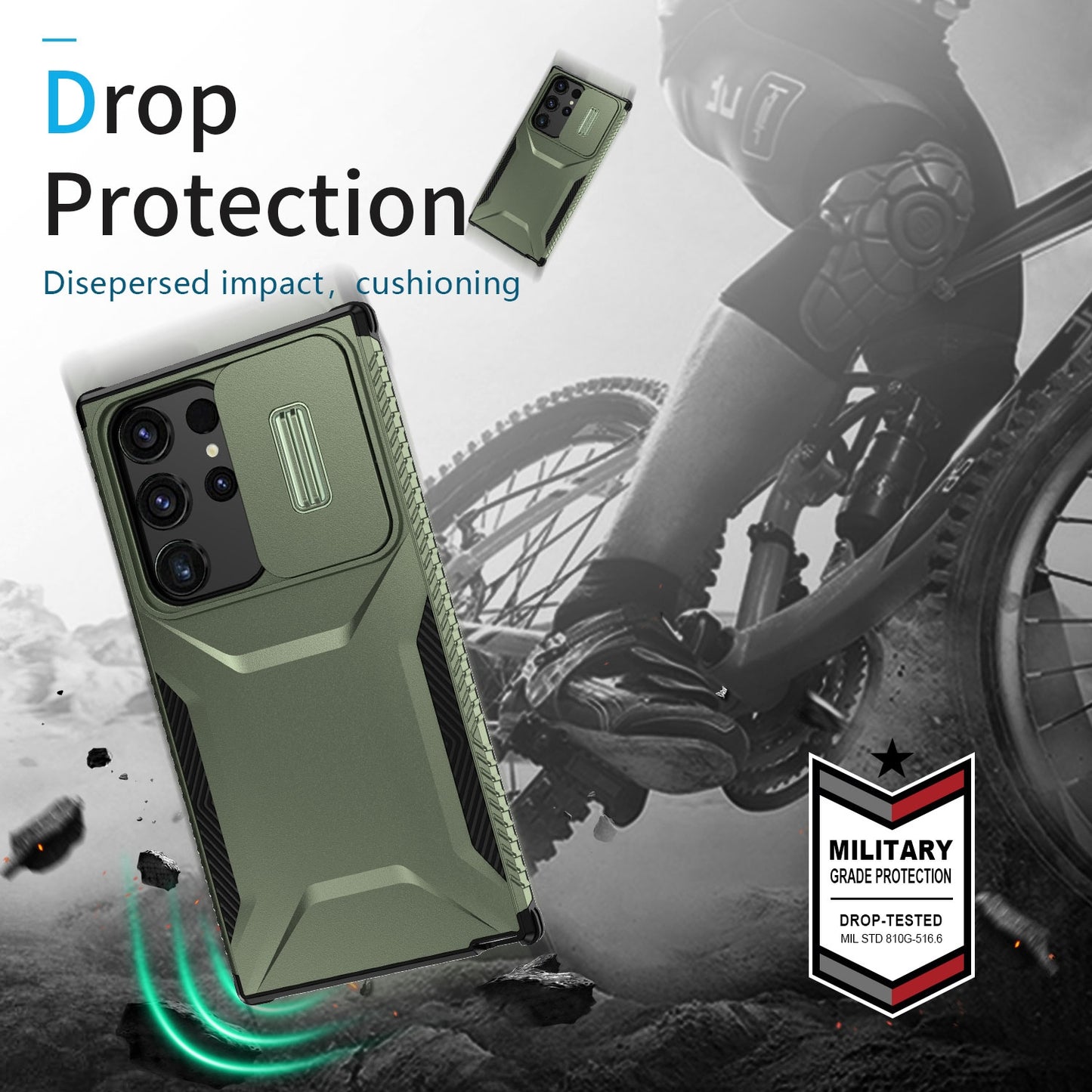 Samsung Galaxy S23 Ultra 5G Phone Case with Sliding Camshield | Military-Grade TPU & PC Protective Anti-Scratch Anti-Skid Cover, Durable Shockproof Design