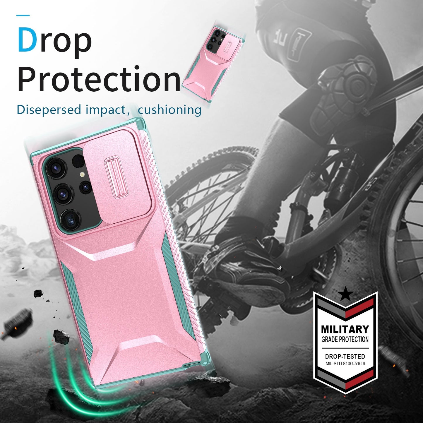 Samsung Galaxy S23 Ultra 5G Phone Case with Sliding Camshield | Military-Grade TPU & PC Protective Anti-Scratch Anti-Skid Cover, Durable Shockproof Design