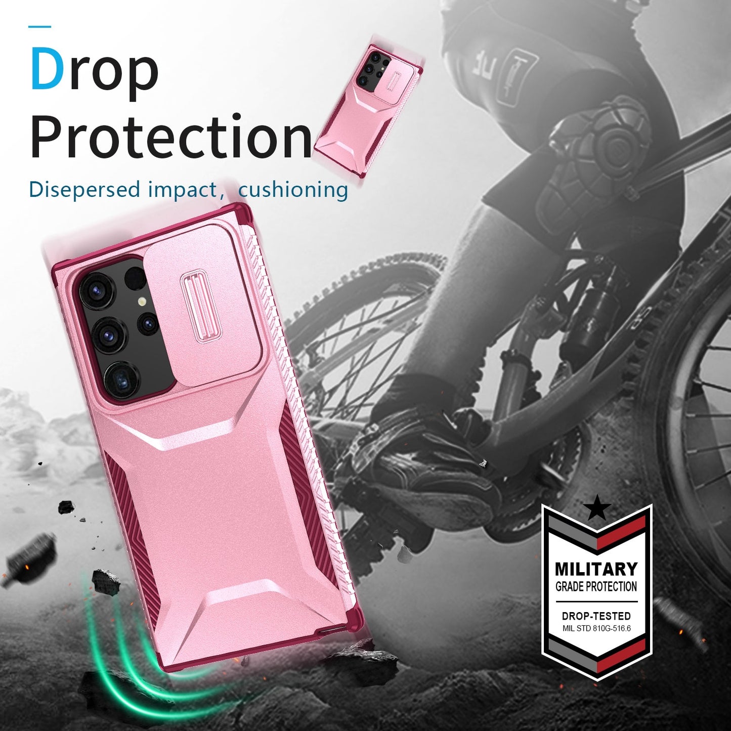 Samsung Galaxy S23 Ultra 5G Phone Case with Sliding Camshield | Military-Grade TPU & PC Protective Anti-Scratch Anti-Skid Cover, Durable Shockproof Design