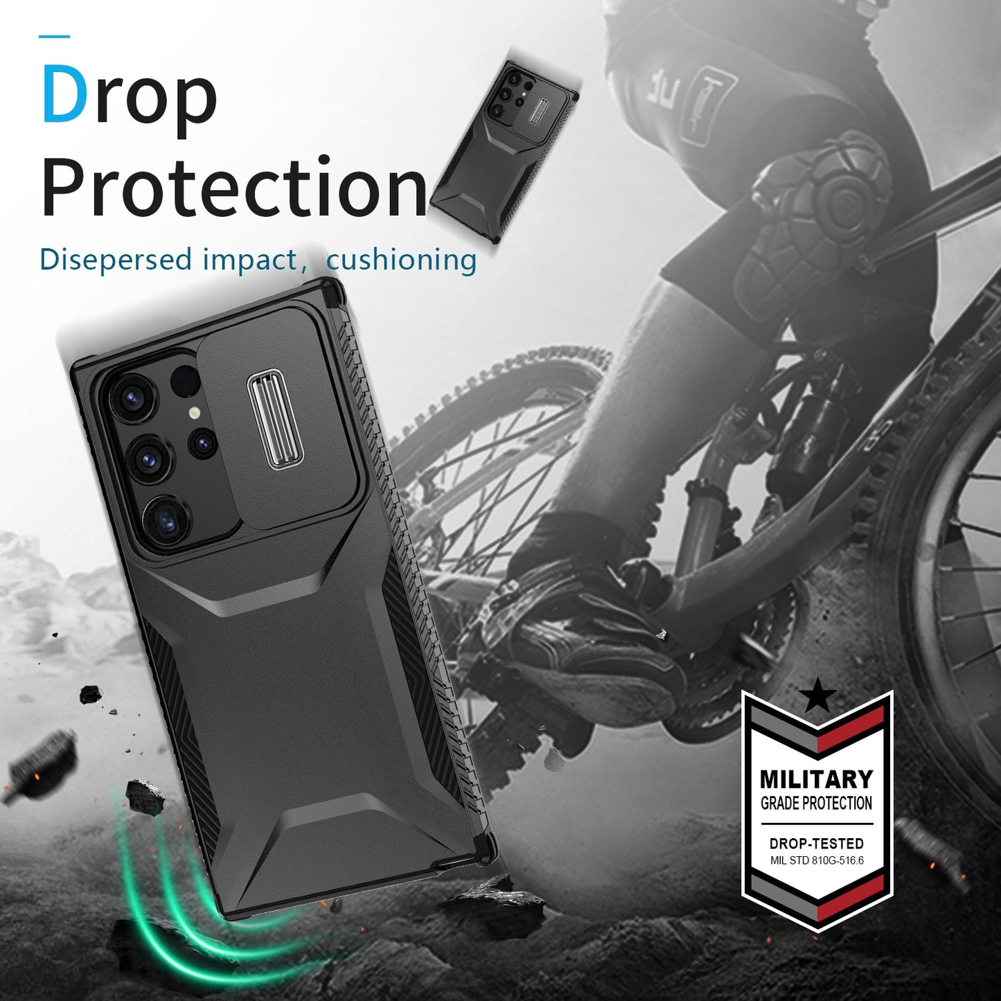 Samsung Galaxy S23 Ultra 5G Phone Case with Sliding Camshield | Military-Grade TPU & PC Protective Anti-Scratch Anti-Skid Cover, Durable Shockproof Design