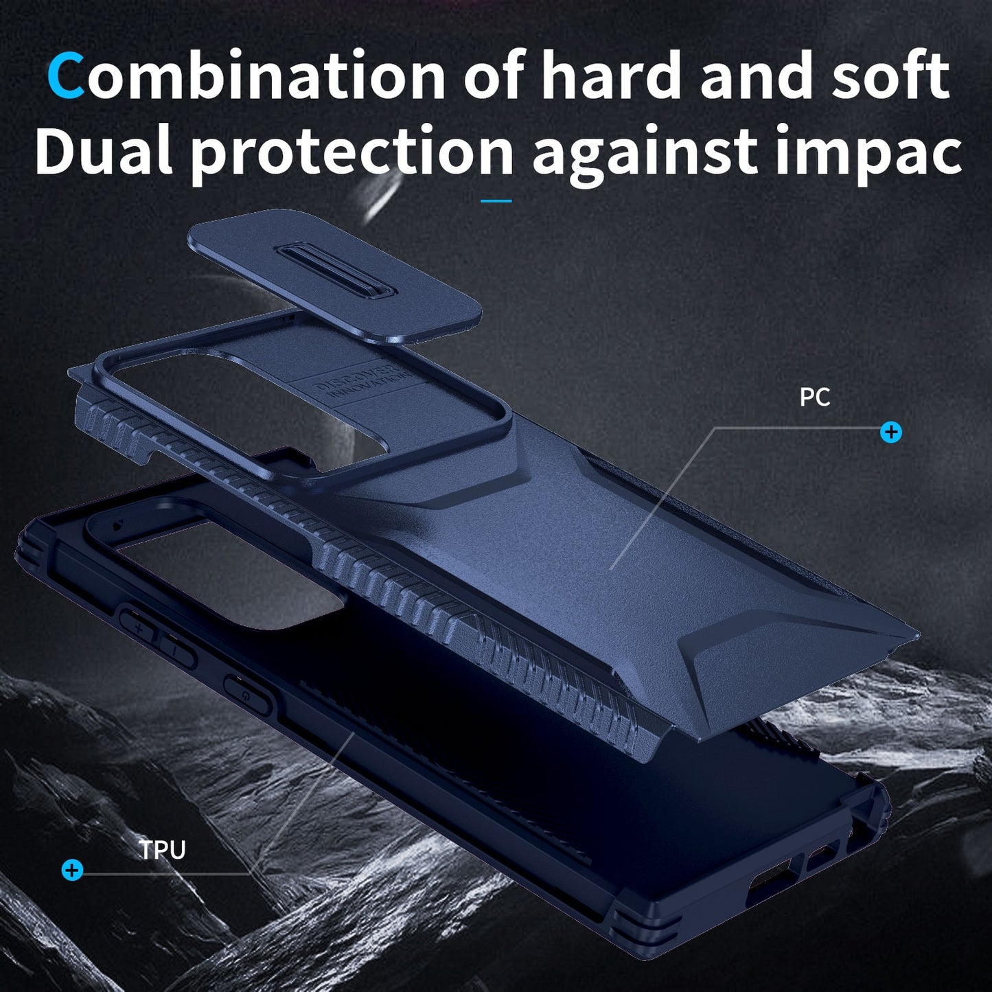 Samsung Galaxy S23 Ultra 5G Phone Case with Sliding Camshield | Military-Grade TPU & PC Protective Anti-Scratch Anti-Skid Cover, Durable Shockproof Design