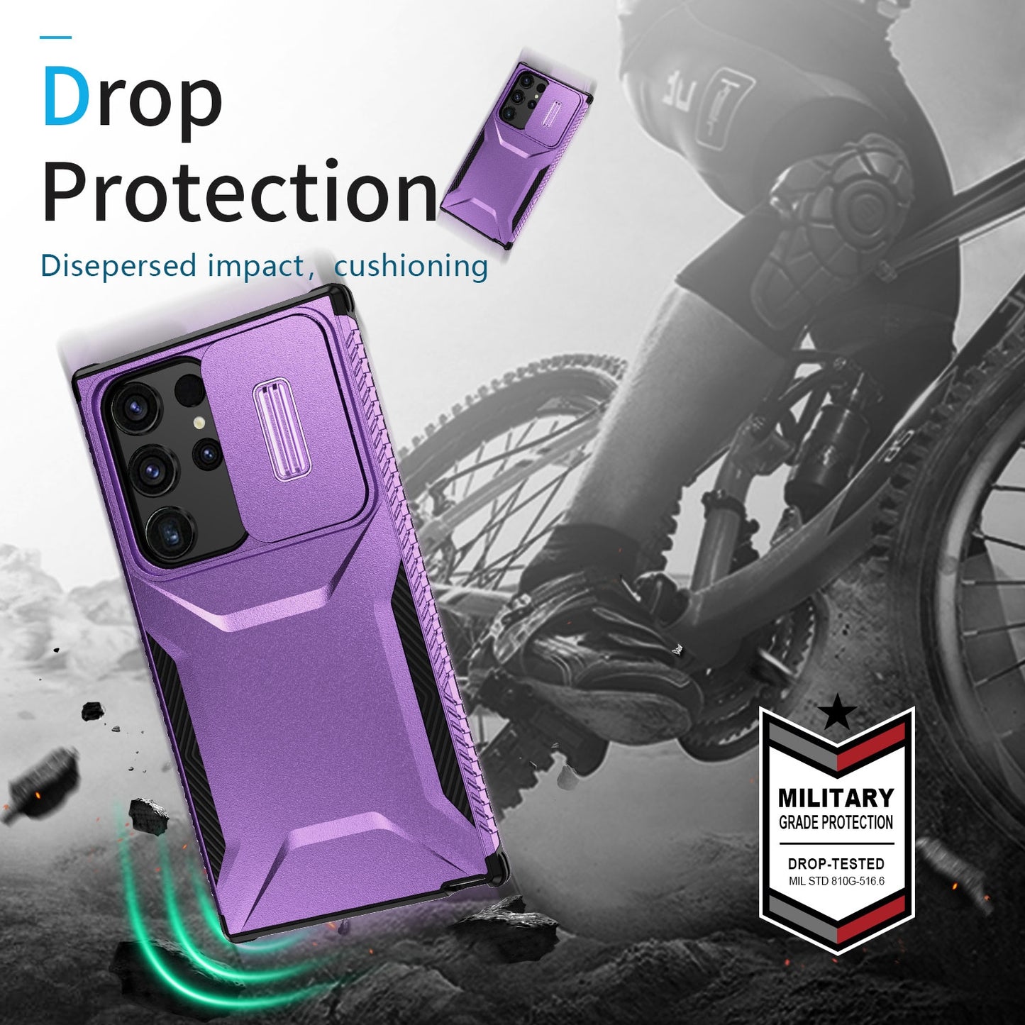 Samsung Galaxy S23 Ultra 5G Phone Case with Sliding Camshield | Military-Grade TPU & PC Protective Anti-Scratch Anti-Skid Cover, Durable Shockproof Design