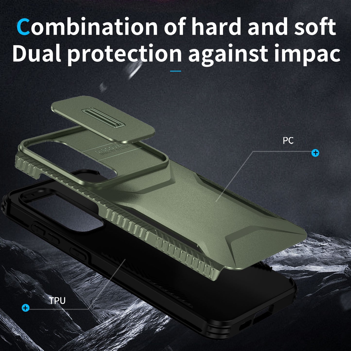 Samsung Galaxy S24 FE 5G Phone Case with Sliding Camshield | Military-Grade TPU & PC Protective Anti-Scratch Anti-Skid Cover, Durable Shockproof Design