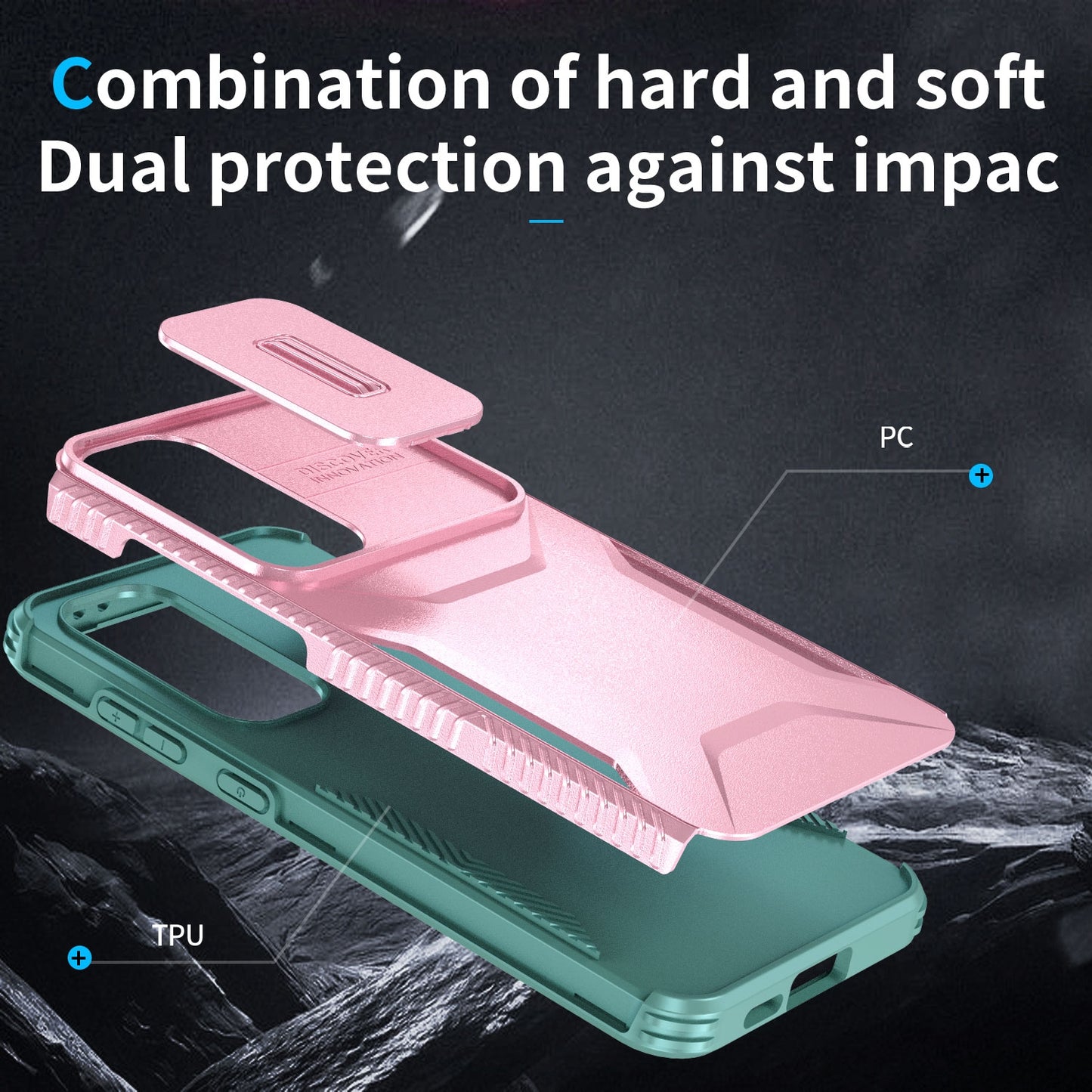 Samsung Galaxy S24 FE 5G Phone Case with Sliding Camshield | Military-Grade TPU & PC Protective Anti-Scratch Anti-Skid Cover, Durable Shockproof Design