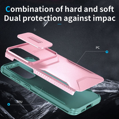 Samsung Galaxy S24 FE 5G Phone Case with Sliding Camshield | Military-Grade TPU & PC Protective Anti-Scratch Anti-Skid Cover, Durable Shockproof Design