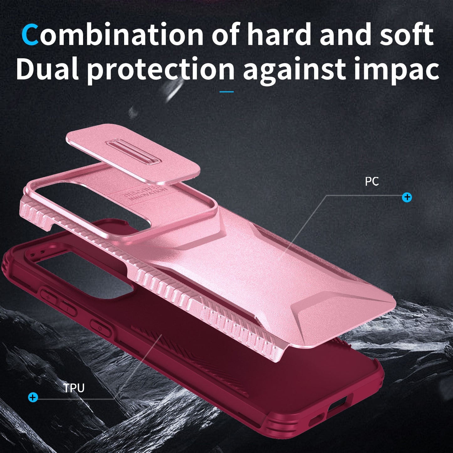 Samsung Galaxy S24 FE 5G Phone Case with Sliding Camshield | Military-Grade TPU & PC Protective Anti-Scratch Anti-Skid Cover, Durable Shockproof Design