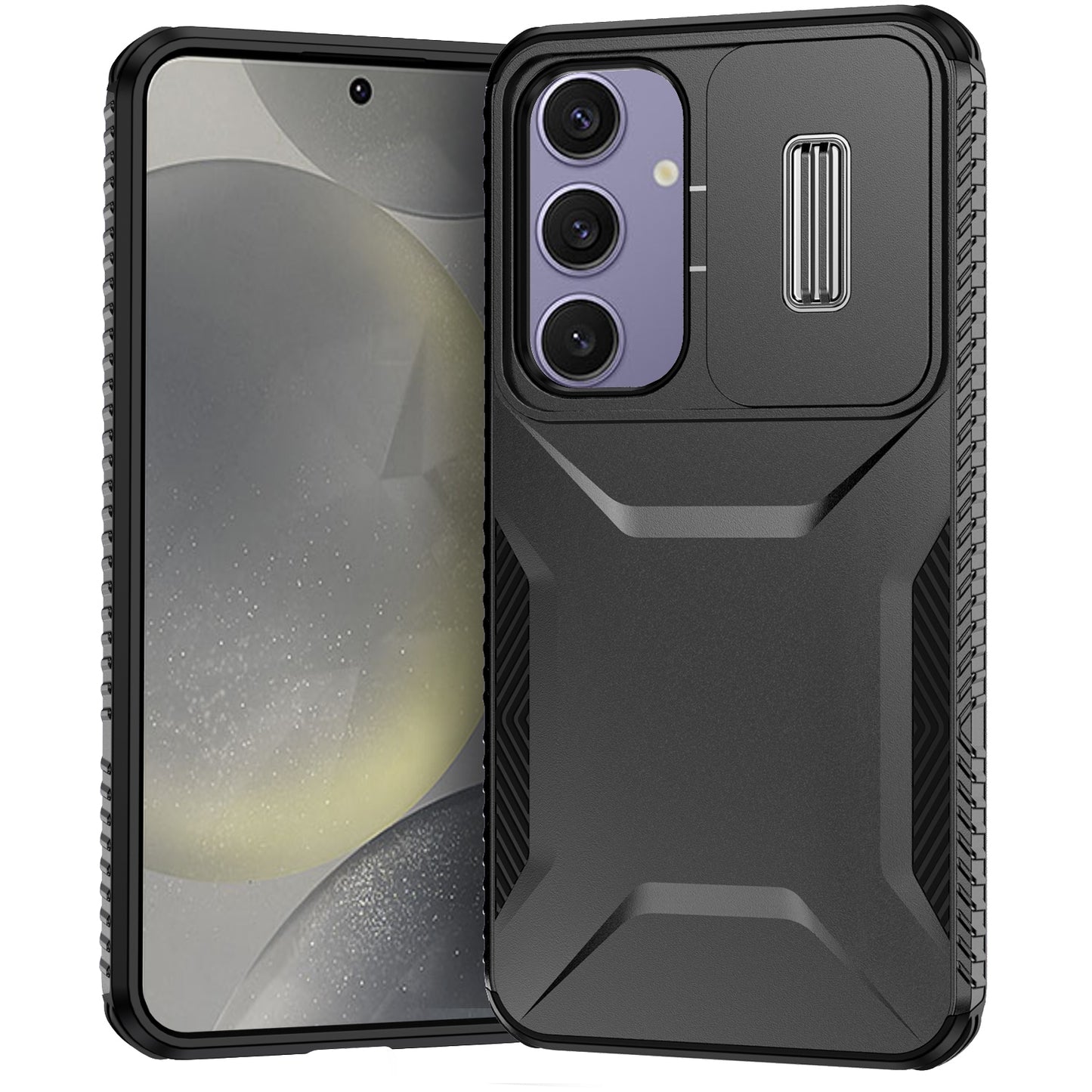 Samsung Galaxy S24 FE 5G Phone Case with Sliding Camshield | Military-Grade TPU & PC Protective Anti-Scratch Anti-Skid Cover, Durable Shockproof Design