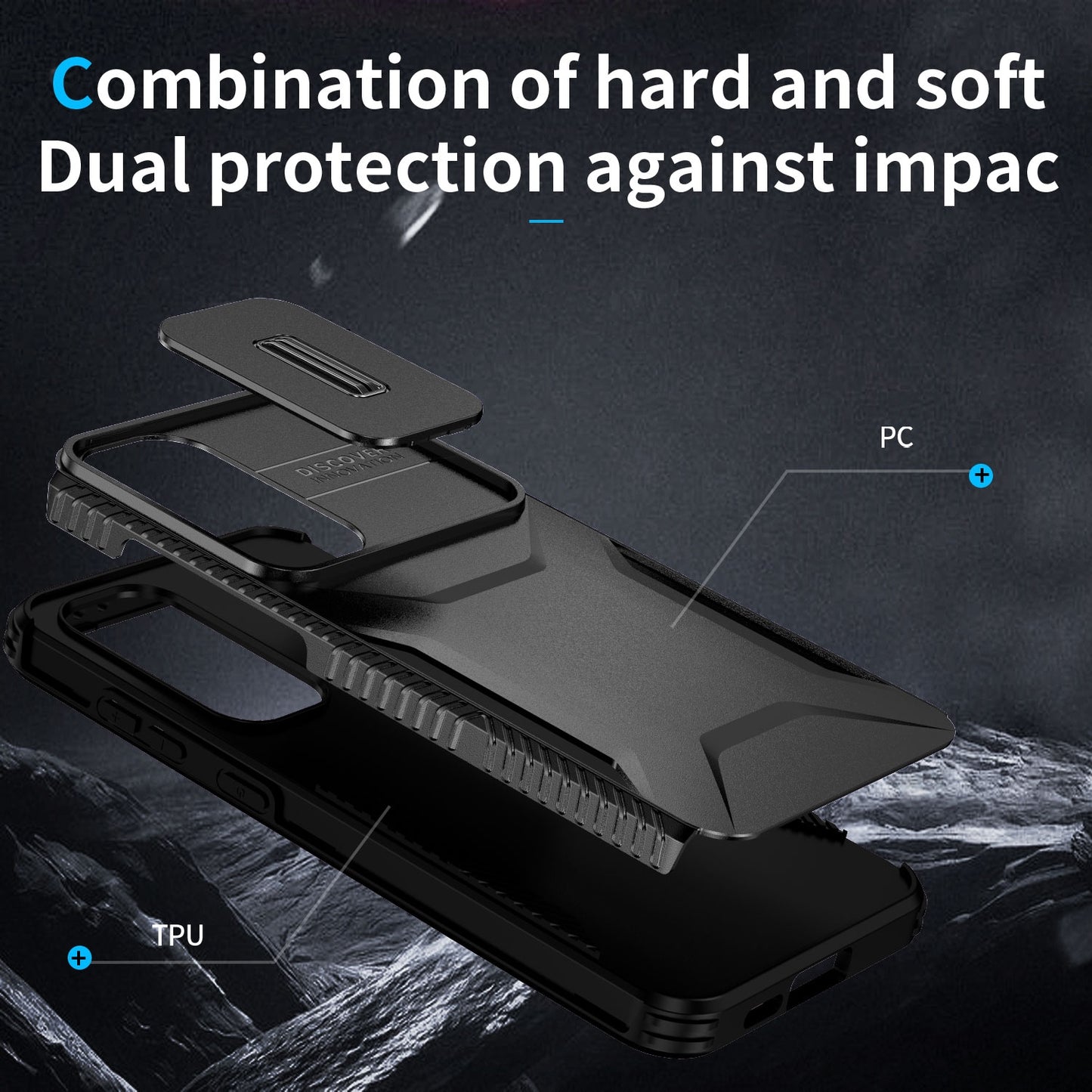 Samsung Galaxy S24 FE 5G Phone Case with Sliding Camshield | Military-Grade TPU & PC Protective Anti-Scratch Anti-Skid Cover, Durable Shockproof Design