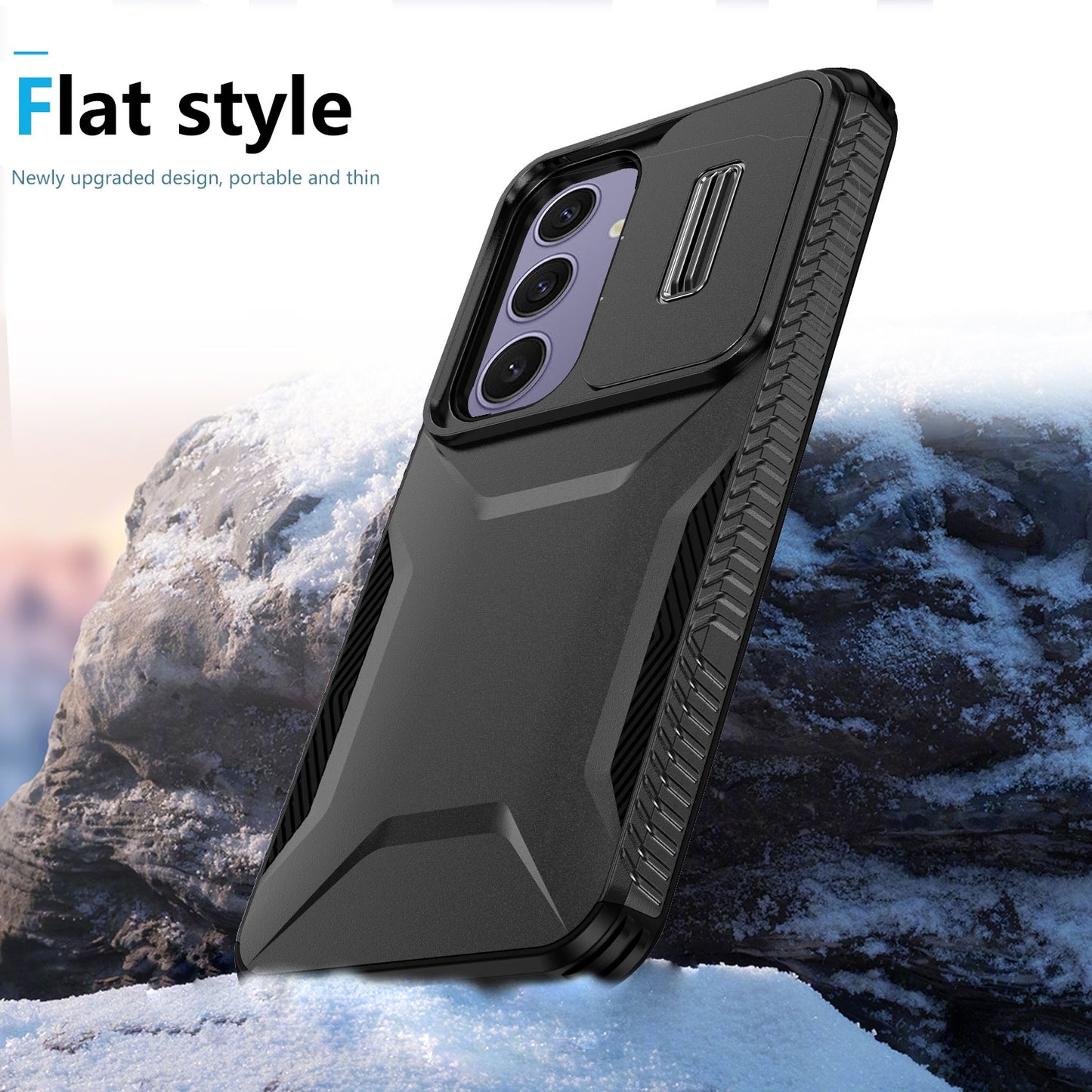 Samsung Galaxy S24 FE 5G Phone Case with Sliding Camshield | Military-Grade TPU & PC Protective Anti-Scratch Anti-Skid Cover, Durable Shockproof Design