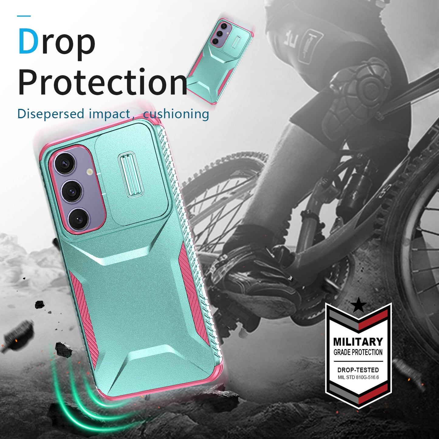 Samsung Galaxy S24 FE 5G Phone Case with Sliding Camshield | Military-Grade TPU & PC Protective Anti-Scratch Anti-Skid Cover, Durable Shockproof Design