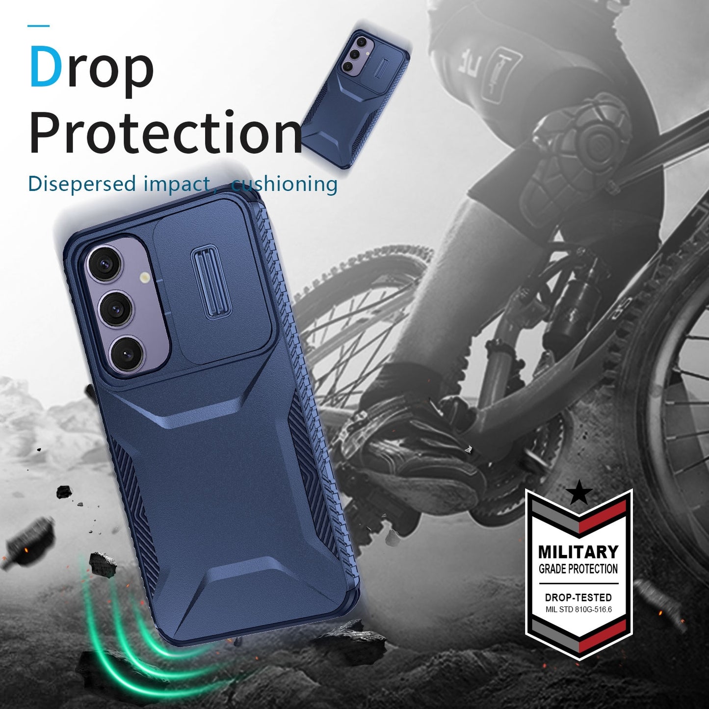 Samsung Galaxy S24 FE 5G Phone Case with Sliding Camshield | Military-Grade TPU & PC Protective Anti-Scratch Anti-Skid Cover, Durable Shockproof Design