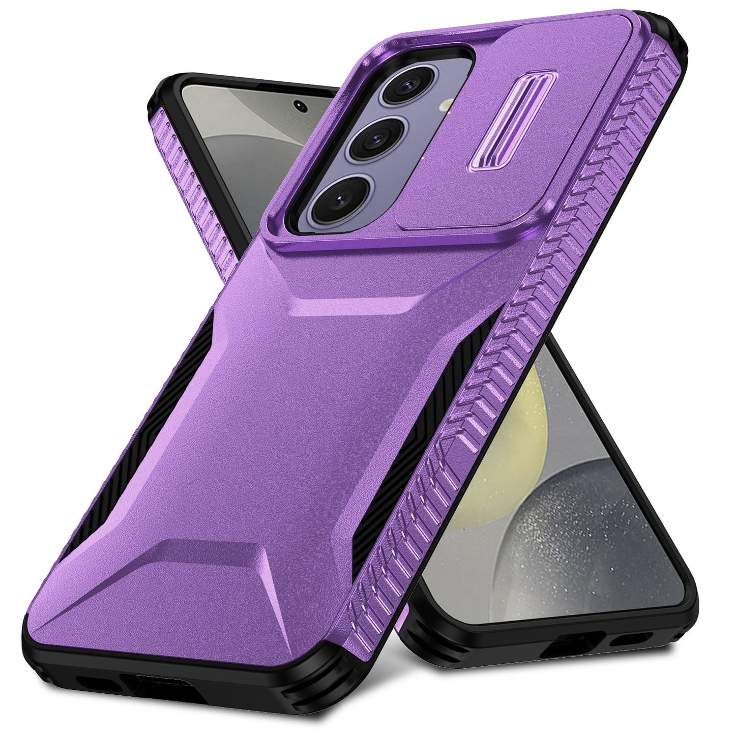 Samsung Galaxy S24 FE 5G Phone Case with Sliding Camshield | Military-Grade TPU & PC Protective Anti-Scratch Anti-Skid Cover, Durable Shockproof Design
