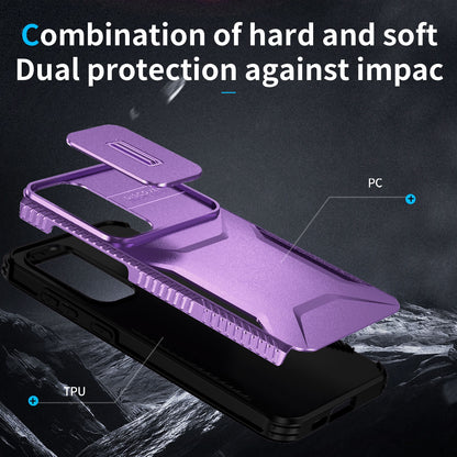 Samsung Galaxy S24 FE 5G Phone Case with Sliding Camshield | Military-Grade TPU & PC Protective Anti-Scratch Anti-Skid Cover, Durable Shockproof Design