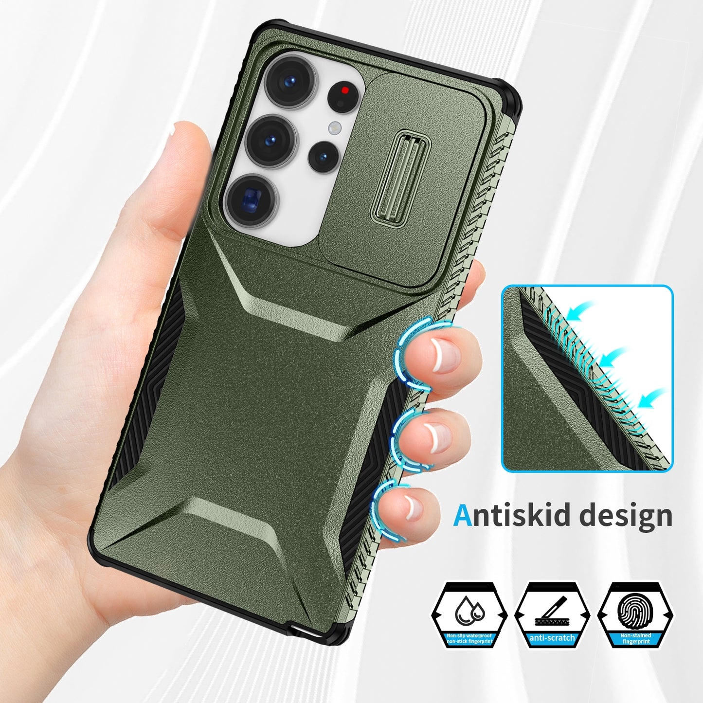 Samsung Galaxy S25 Ultra 5G Phone Case with Sliding Camshield | Military-Grade TPU & PC Protective Anti-Scratch Anti-Skid Cover, Durable Shockproof Design