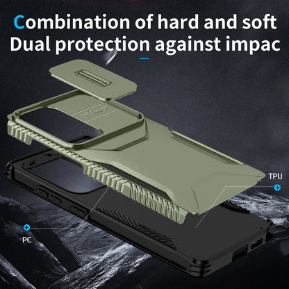 Samsung Galaxy S25 Ultra 5G Phone Case with Sliding Camshield | Military-Grade TPU & PC Protective Anti-Scratch Anti-Skid Cover, Durable Shockproof Design