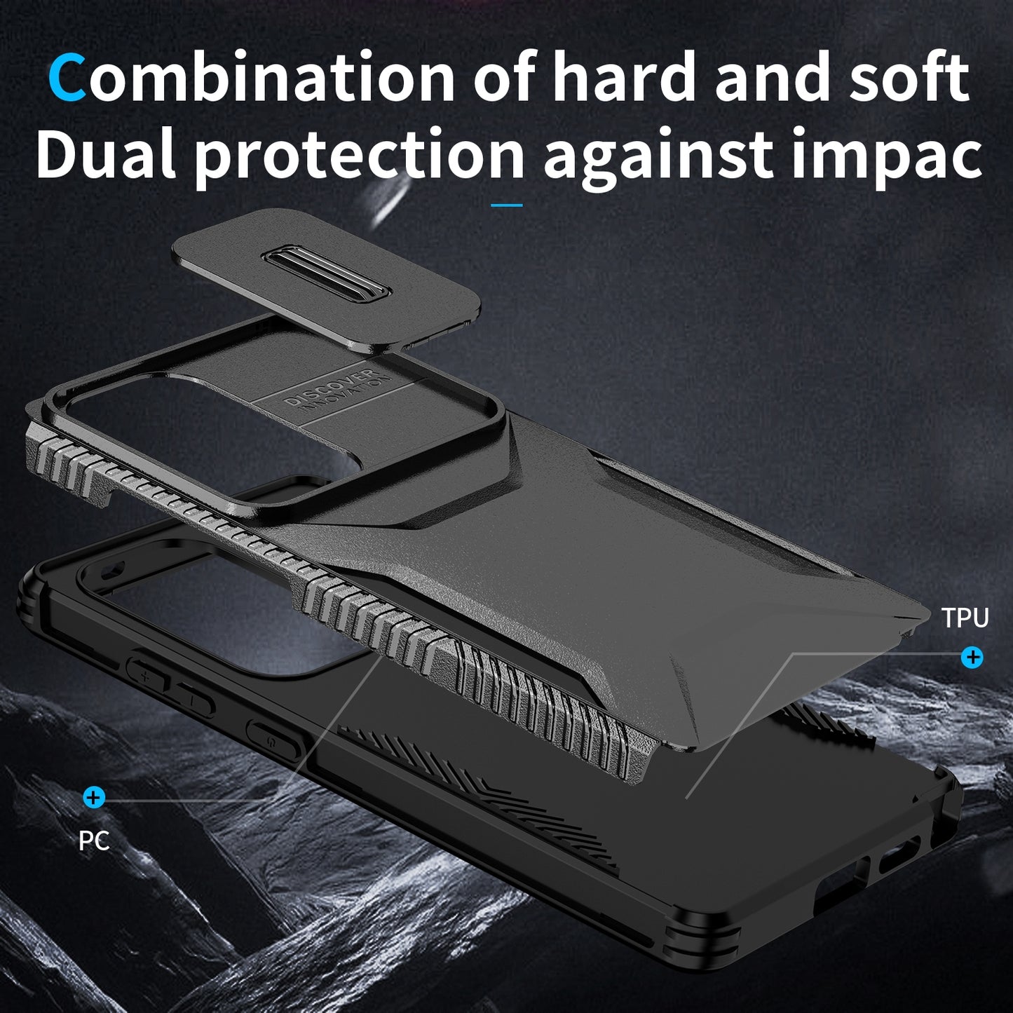 Samsung Galaxy S25 Ultra 5G Phone Case with Sliding Camshield | Military-Grade TPU & PC Protective Anti-Scratch Anti-Skid Cover, Durable Shockproof Design