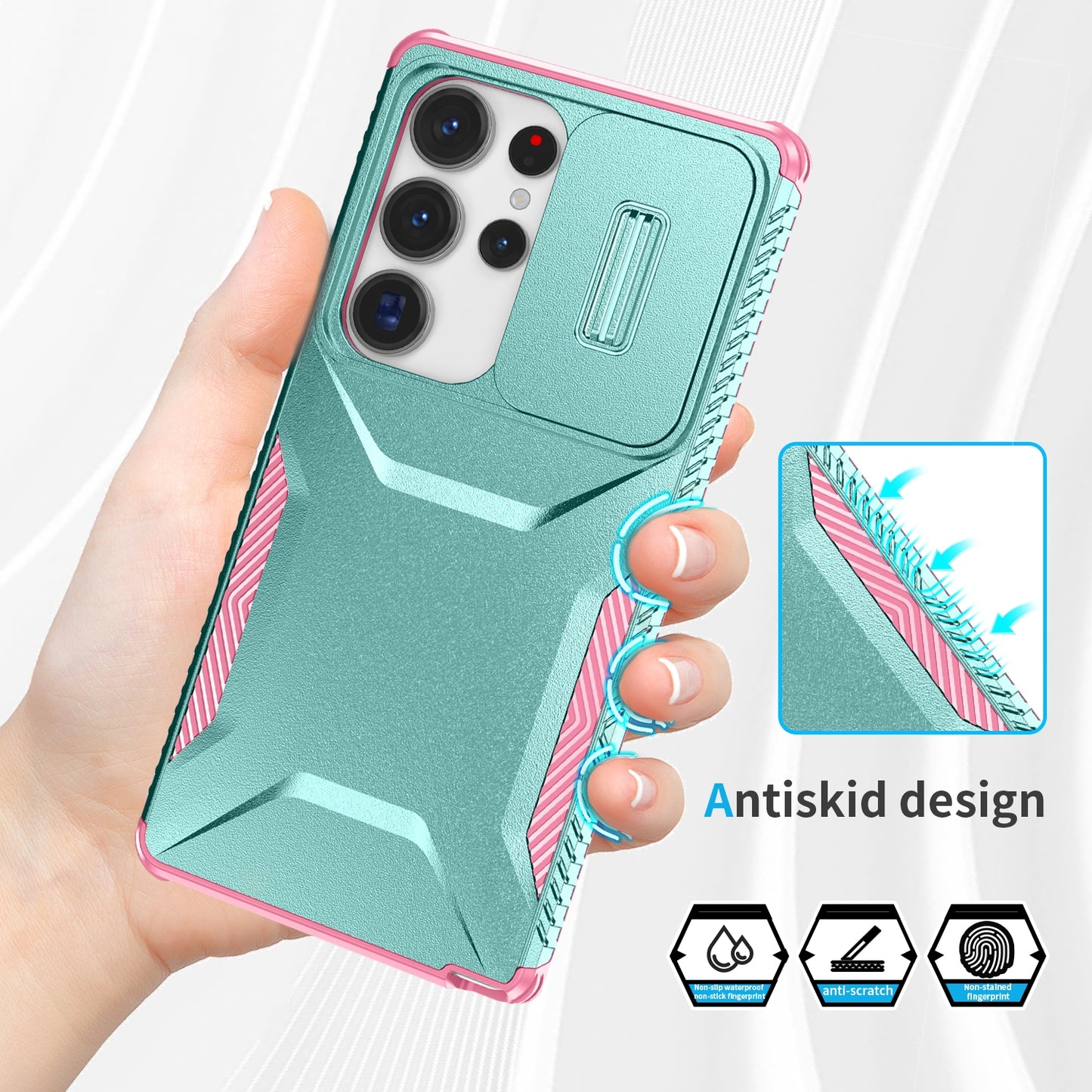 Samsung Galaxy S25 Ultra 5G Phone Case with Sliding Camshield | Military-Grade TPU & PC Protective Anti-Scratch Anti-Skid Cover, Durable Shockproof Design