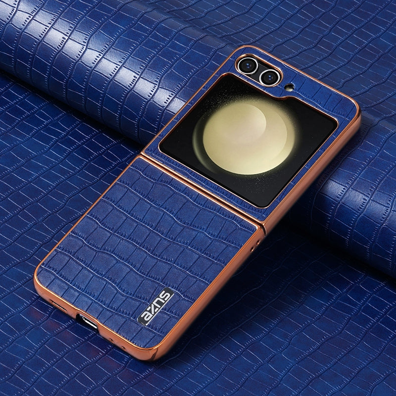 Samsung Galaxy Z Flip6 Luxury Case - Electroplated Frame, Crocodile Texture Leather, Full Coverage Protection, Anti-Fingerprint & Shockproof