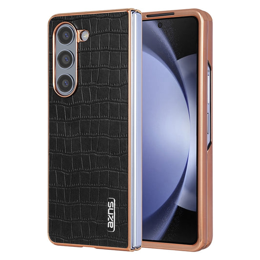 Samsung Galaxy Z Fold6 Luxury Case - Electroplated Frame, Crocodile Texture Leather, Full Coverage Protection, Anti-Fingerprint & Shockproof