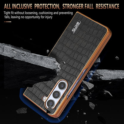 Samsung Galaxy Z Fold6 Luxury Case - Electroplated Frame, Crocodile Texture Leather, Full Coverage Protection, Anti-Fingerprint & Shockproof