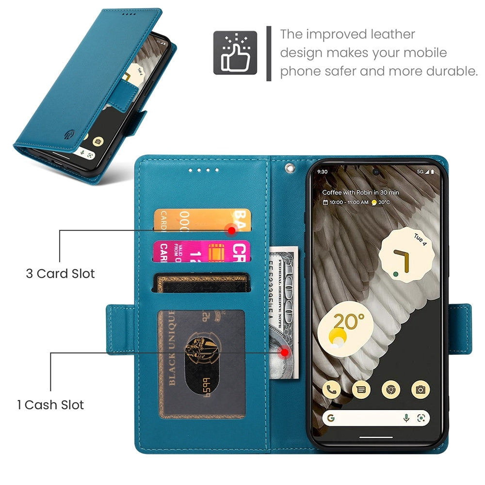 Google Pixel 7a Magnetic Leather Wallet Case with Card Slots, Stand Function & Full Protection