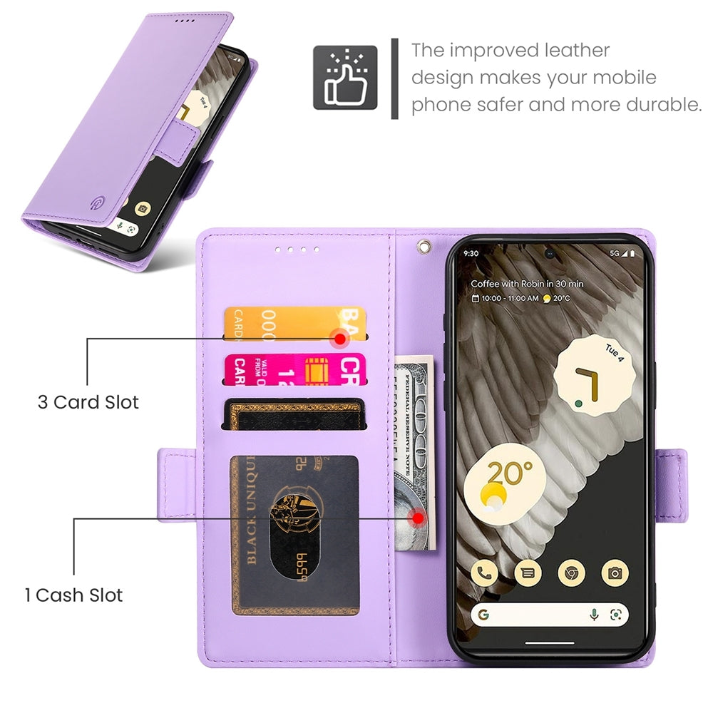Google Pixel 7a Magnetic Leather Wallet Case with Card Slots, Stand Function & Full Protection