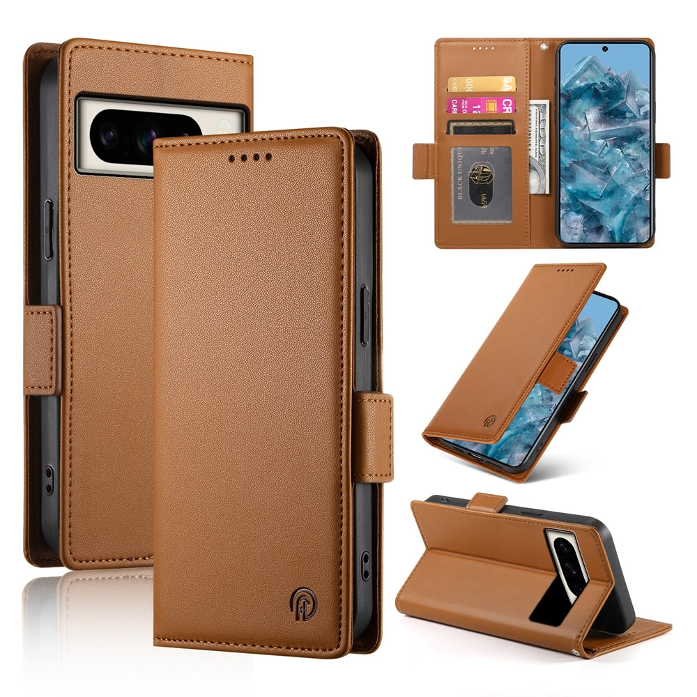 Google Pixel 8 Pro Magnetic Leather Wallet Case with Card Slots, Stand Function & Full Protection