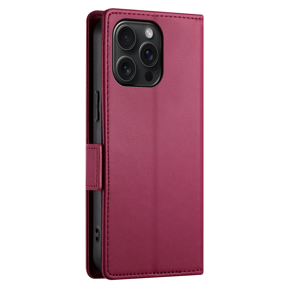 iPhone 15 Pro Max Magnetic Leather Wallet Case with Card Slots, Stand Function & Full Protection