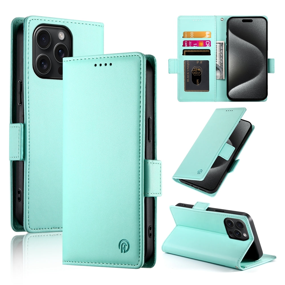 iPhone 15 Pro Max Magnetic Leather Wallet Case with Card Slots, Stand Function & Full Protection