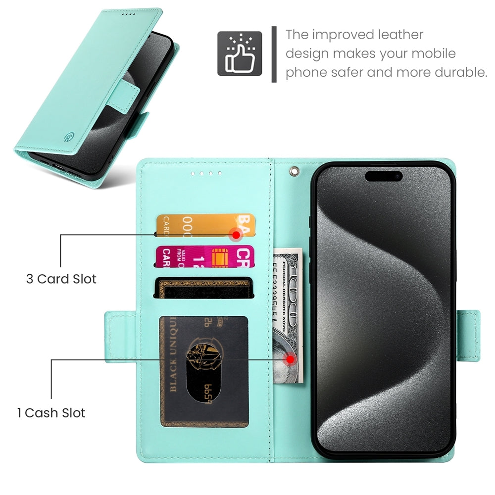 iPhone 15 Pro Max Magnetic Leather Wallet Case with Card Slots, Stand Function & Full Protection