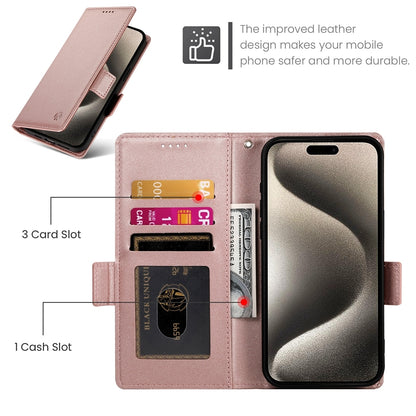 iPhone 15 Pro Magnetic Leather Wallet Case with Card Slots, Stand Function & Full Protection