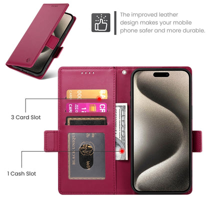 iPhone 15 Pro Magnetic Leather Wallet Case with Card Slots, Stand Function & Full Protection