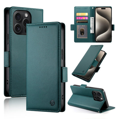 iPhone 15 Pro Magnetic Leather Wallet Case with Card Slots, Stand Function & Full Protection