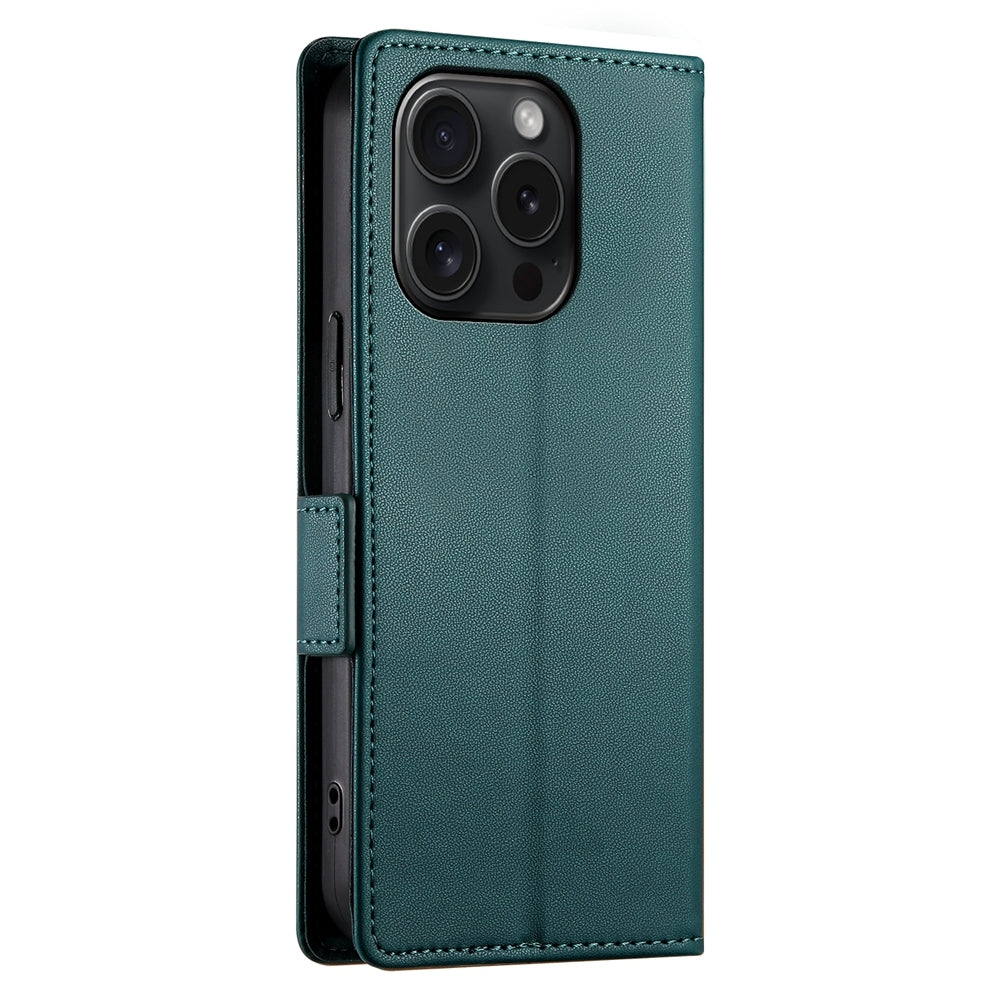 iPhone 15 Pro Magnetic Leather Wallet Case with Card Slots, Stand Function & Full Protection