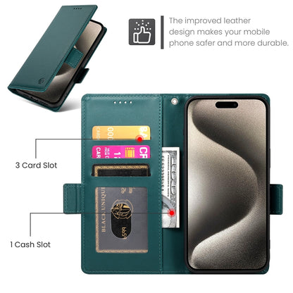 iPhone 15 Pro Magnetic Leather Wallet Case with Card Slots, Stand Function & Full Protection