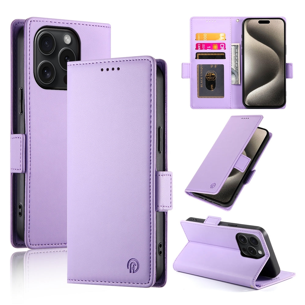iPhone 15 Pro Magnetic Leather Wallet Case with Card Slots, Stand Function & Full Protection