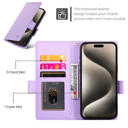 iPhone 15 Pro Magnetic Leather Wallet Case with Card Slots, Stand Function & Full Protection