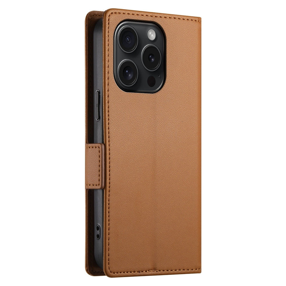 iPhone 15 Pro Magnetic Leather Wallet Case with Card Slots, Stand Function & Full Protection