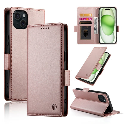 iPhone 15 Plus Magnetic Leather Wallet Case with Card Slots, Stand Function & Full Protection