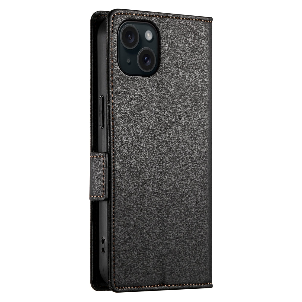 iPhone 15 Plus Magnetic Leather Wallet Case with Card Slots, Stand Function & Full Protection