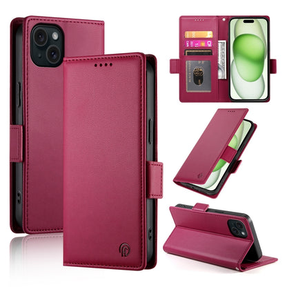 iPhone 15 Plus Magnetic Leather Wallet Case with Card Slots, Stand Function & Full Protection