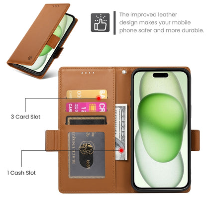 iPhone 15 Plus Magnetic Leather Wallet Case with Card Slots, Stand Function & Full Protection